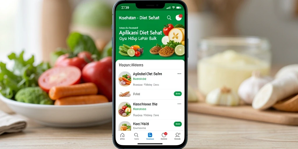 Tampilan antarmuka aplikasi Diet Sehat yang menarik dan informatif.