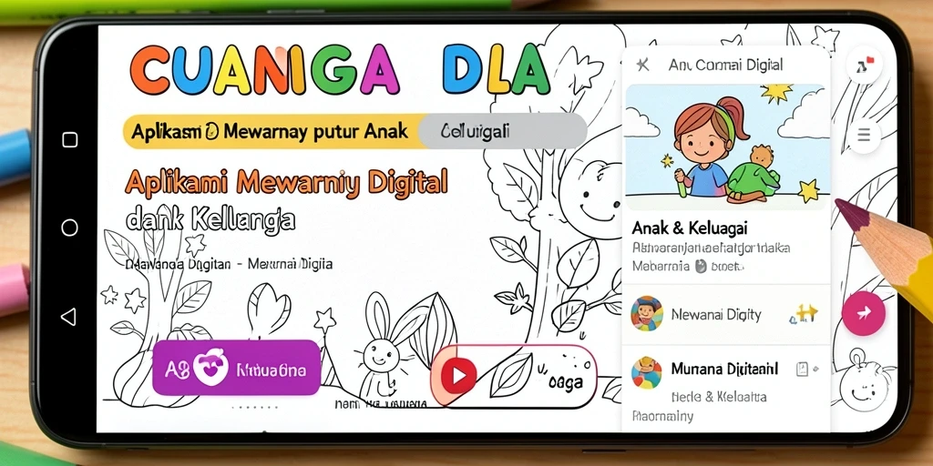 Tampilan antarmuka aplikasi CUANGILA dengan beragam gambar untuk mewarnai.