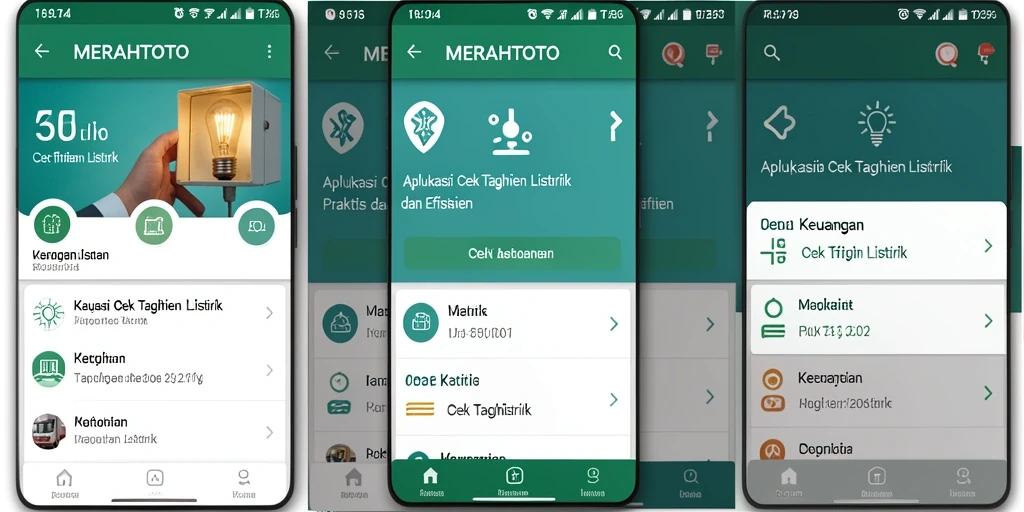 Screenshot antarmuka MERAHTOTO menampilkan fitur Cek Tagihan Listrik yang mudah digunakan.