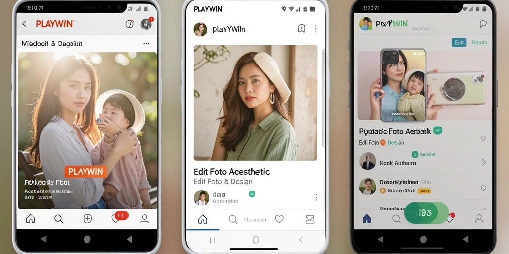 Tampilan antarmuka PLAYWIN yang user-friendly untuk edit foto aesthetic.