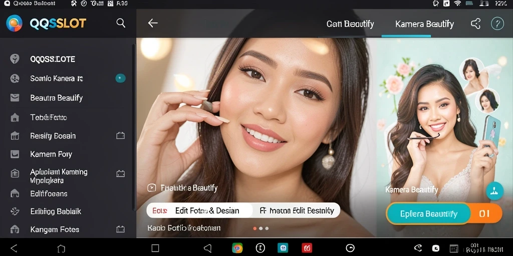 Antarmuka pengguna QQSLOT dengan fitur Kamera Beautify yang menarik.
