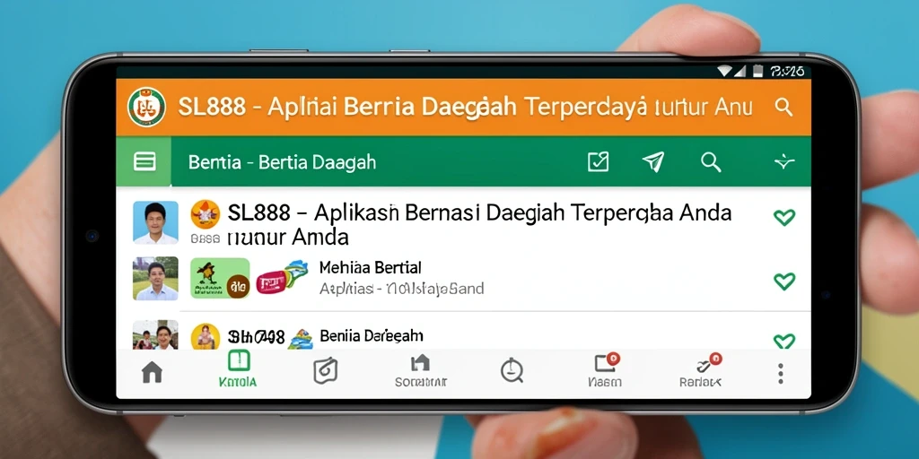 Antarmuka utama SL888 yang menampilkan berita daerah terkini dan menarik.