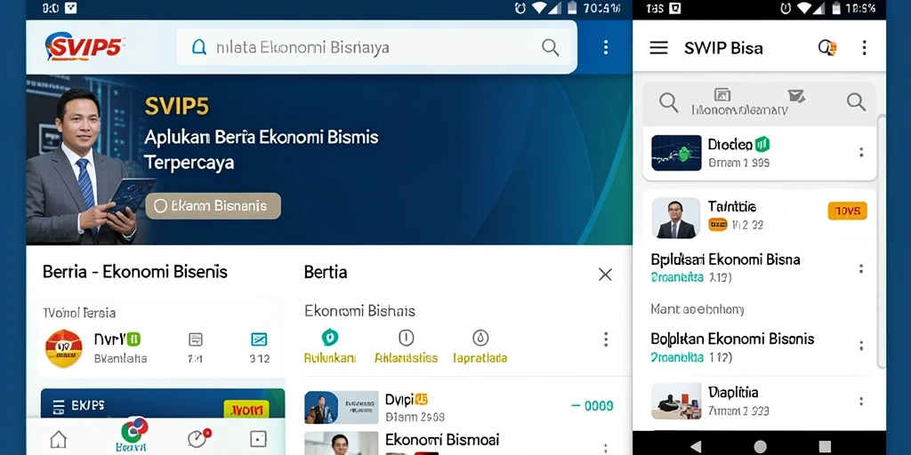 Antarmuka utama SVIP5 menampilkan berita ekonomi terupdate dengan fitur menarik.