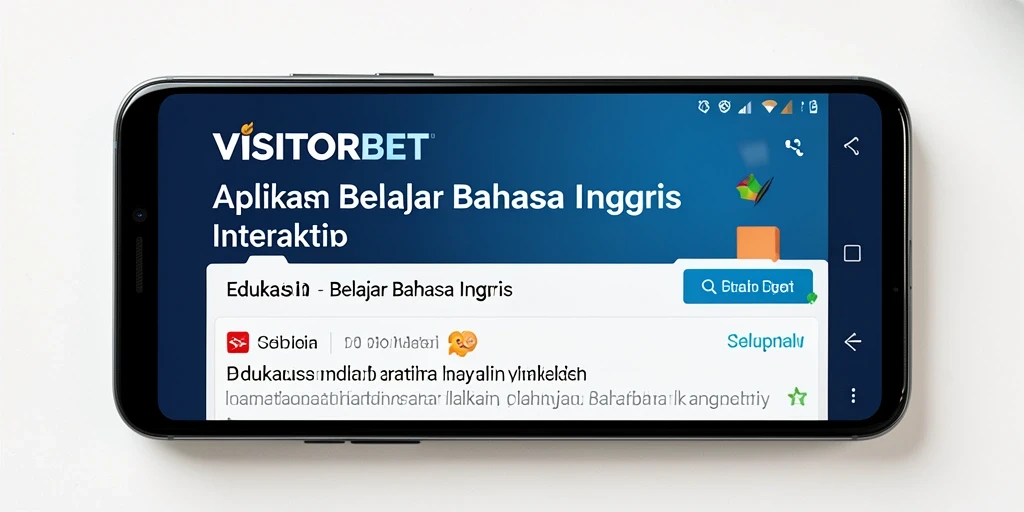 Screenshot antarmuka aplikasi VISITORBET yang menunjukkan fitur belajar bahasa Inggris.